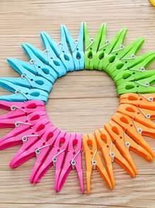 SHEIN 24/48Pcs Colorful Plastic Clothespins Set – 73mm Heavy-Duty Spring Clips For Laundry, Socks, Towels & Clothes Drying | Strong Non-Slip Clothes Pegs For Indoor/Outdoor Use | Durable Air-Drying Clothespins (Random Colors, Bulk Pack)