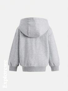 SHEIN 女童春秋季连帽外套，时尚休闲户外装 - 灰色 - 查看 2