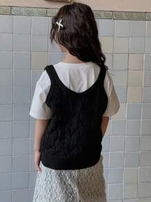 DAZY 女童蝴蝶装饰毛衣，秋季系列，返校服装 - 黑色 - 查看 7