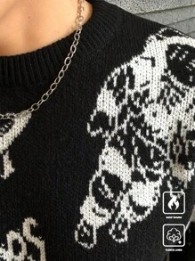 Claim Dot Men's Casual Space Element Graphic Knitted Sweater, Autumn/Winter - Multicolor - View 7