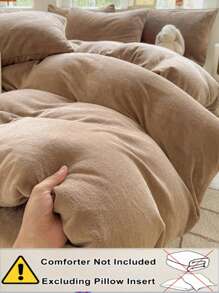 3 件咖啡水晶天鹅绒 1 件羽绒被套，2 件枕套套装，无填充物，可机洗 - 咖啡棕 - 查看 8