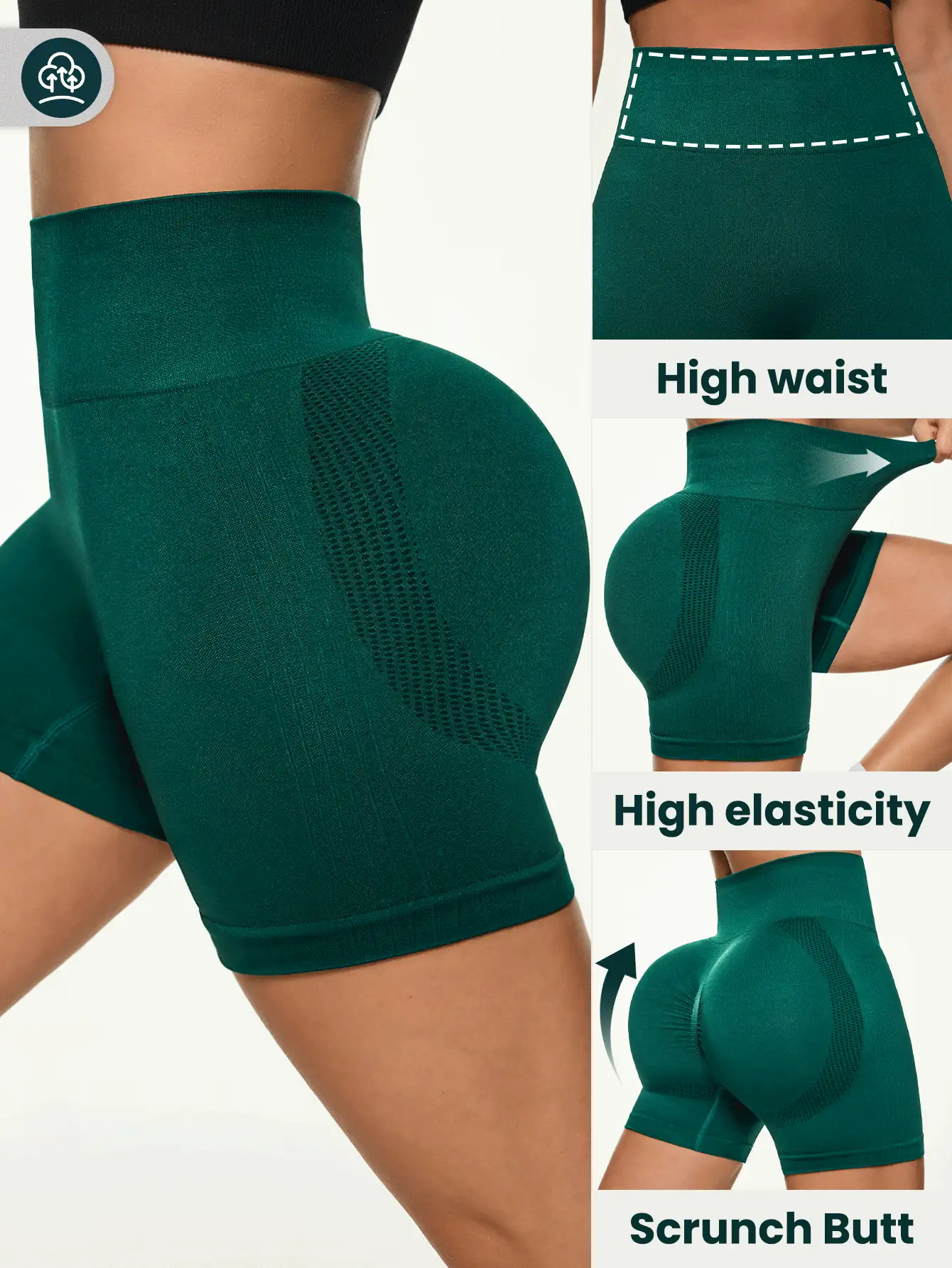 SHEIN Sport Studio Women's High Waist Solid Color Slim Fit Casual Seamless Sports Shorts
