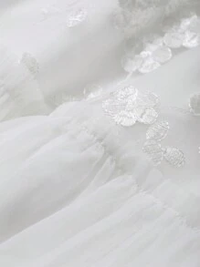 DAZY 女童无袖花卉网眼蓬蓬公主裙，夏季 - 白色 - 查看 6