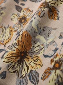 Rusticease 女士 V 领短袖花卉印花休闲中长连衣裙 - 彩色 - 查看 3