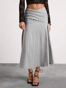 Glamine Falda larga plisada de estilo casual para mujer