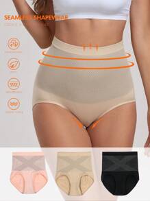 Set de 3 piezas Mallas deportivas sin costuras para mujer - Moldeado de cintura, levantamiento de glúteos, control del abdomen, pantalones de yoga y prendas moldeadoras para la Bottom