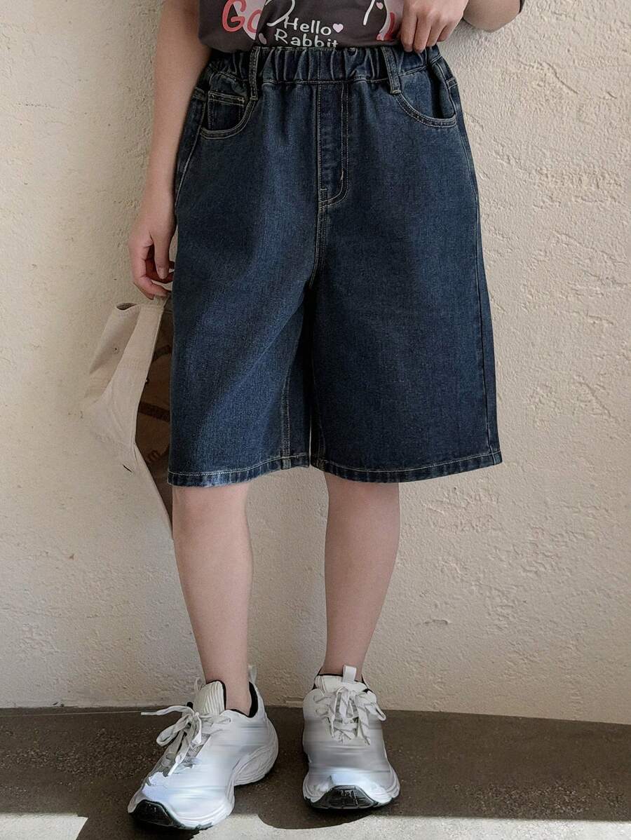 Dazy Kids Tween Girl Denim Shorts,Girls Summer Outfits,Back To School Clothes - Dark Wash - View 1