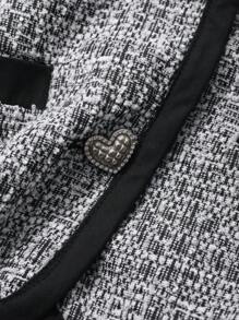DAZY 2 Pieces Set: Young Girl Single-Breasted Woven Long Sleeve Jacket + Mini Skirt, Spring/Summer Fall,Winter - Black and White - View 8