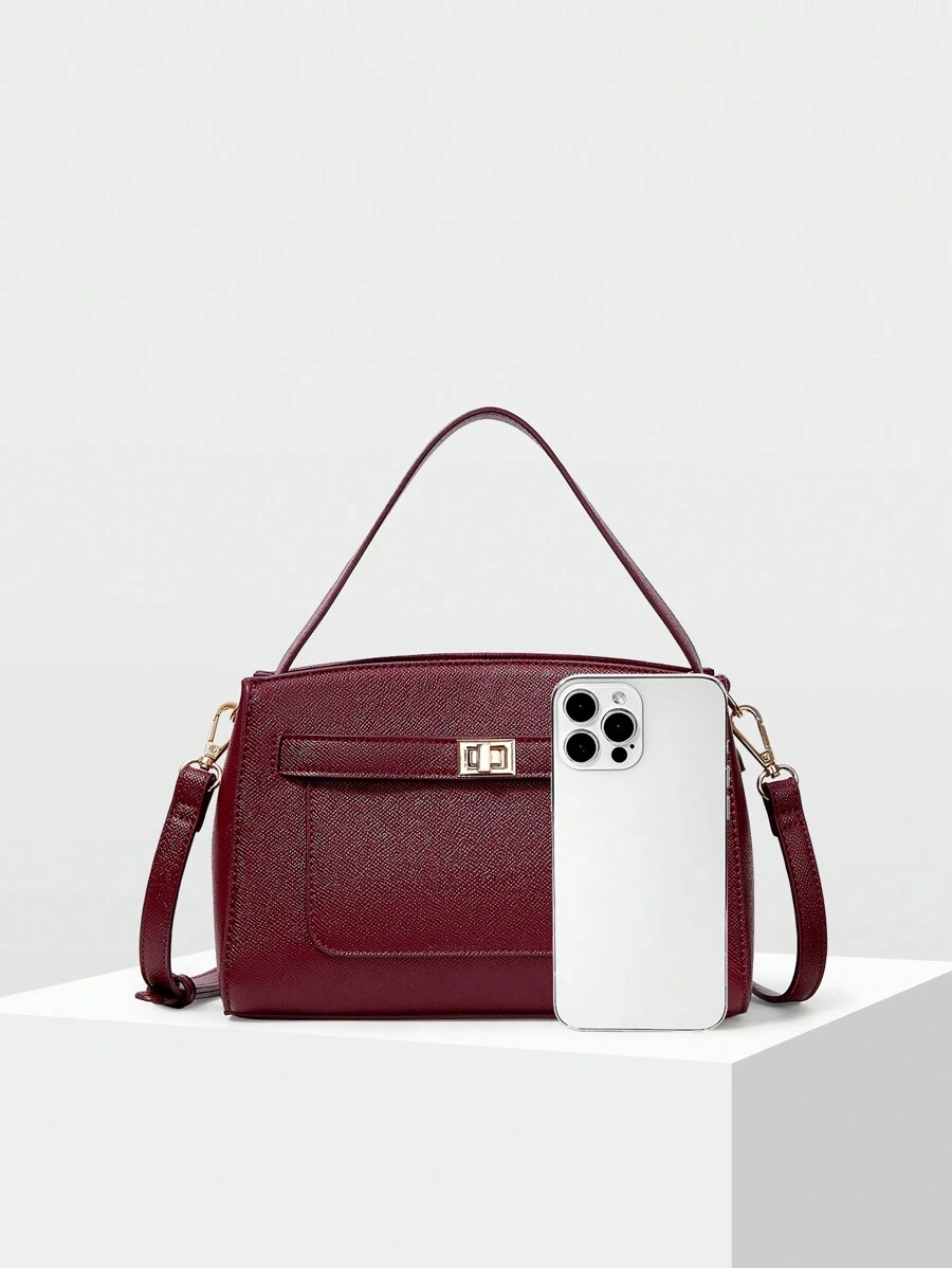 MOTF WOMEN'S FASHIONABLE SIMPLE COMMUTE TOP HANDLE BAG, VALENTINES, BEST MOTHER'S DAY GIFTS WOMEN, BUSINESS CASUAL WOMAN BAG PERFECT FOR OFFICE BUSINESS AND WORK , MUM GIFTS - Burgundy - View 2