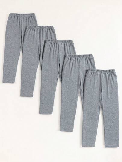 SHEIN 5 件套女童休闲舒适百搭紧身裤，适合春秋季节户外穿着