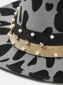 SHEIN SXY Fashionable Vacation Style Leopard Print Woolen Hat - Multicolor - View 6