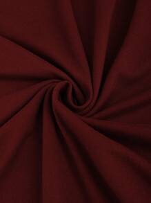 Sweetra Solid Color Pleated Circular Decor Strapless Sleeveless Burgundy Dress Maxi Women Outfit - Burgundy - View 4
