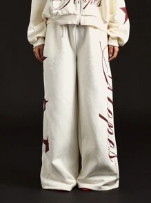 SUMWON WOMEN 运动阔腿运动裤超大运动家居服舒适健身训练运动服度假阔腿风格 - 白色 - 查看 1