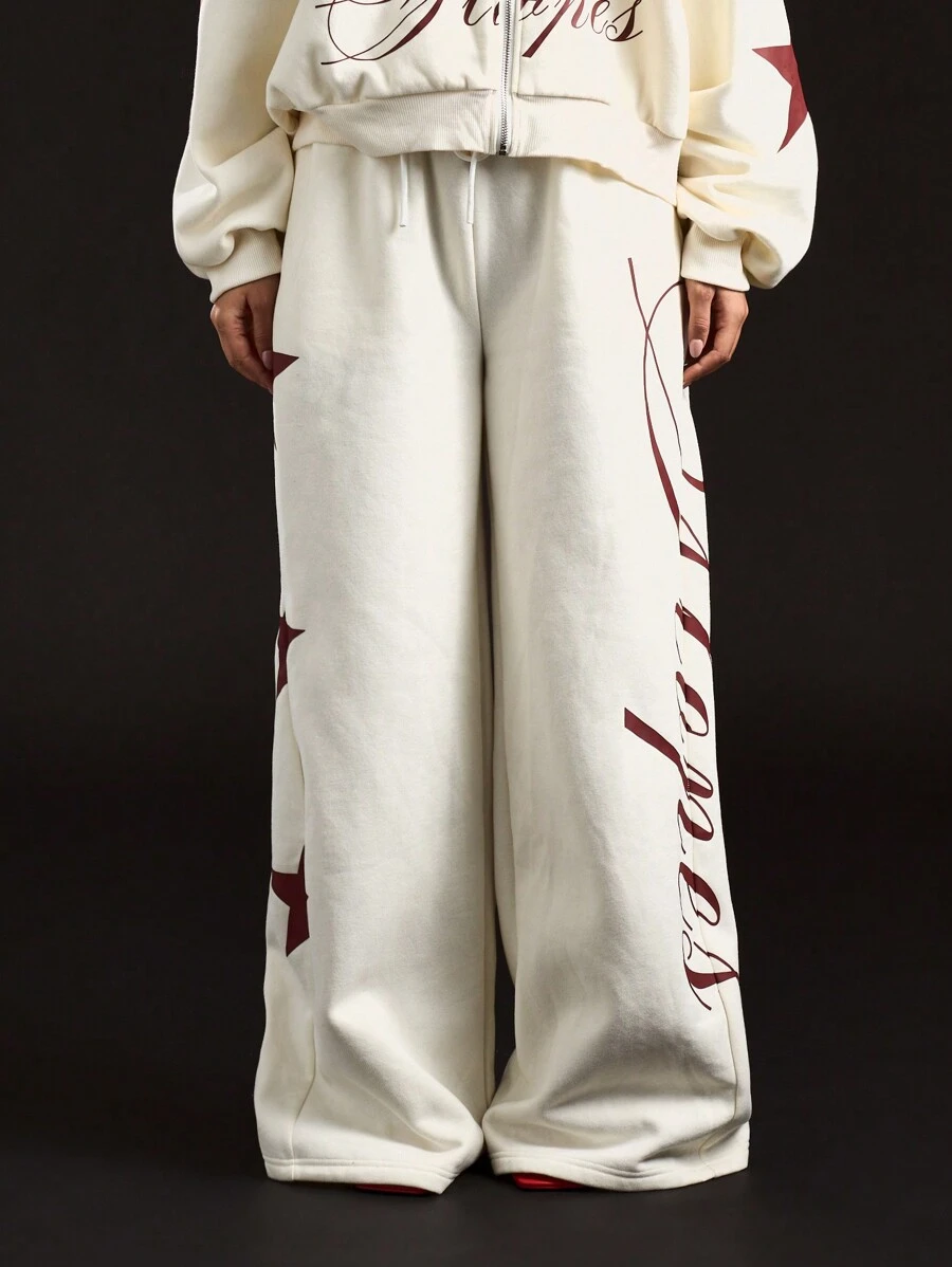 SUMWON WOMEN 运动阔腿运动裤超大运动家居服舒适健身训练运动服度假阔腿风格 - 白色 - 查看 1