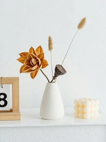 SHEIN 1 PIEZA Pequeño jarrón de flores blanco de cerámica, centro de mesa de boda, arreglo de plantas, maceta para decoración del hogar, sala de estar y escritorio