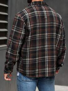 Manfinity Homme Plus Size Men's Autumn Long Sleeve Single Breasted Utility Pocket Casual Shacket