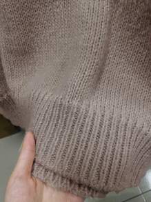 SHEIN Essnce 1 pieza Suéter tejido casual de cuello redondo, hombros caídos y manga larga para mujer talla grande, de otoño/invierno