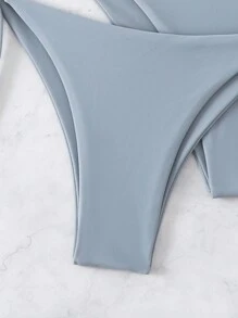 Swim Basics 3 件套女士纯色吊带背心比基尼上衣和下装泳衣套装夏季