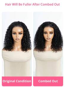 Density Pro 无胶水波波头蕾丝前假发 人发 6x4 闭合预剪卷发波波头假发 预拔戴上即走自然黑色波波头假发 14 英寸 - S1B - 查看 5