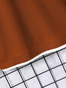 SHEIN Tween Boy Patchwork Crew Neck Long Sleeve Waffle Texture Fabric Comfortable Casual T-Shirt, Suitable For Leisure And Commuting, Can Be Worn Alone Or As An Undershirt, Autumn