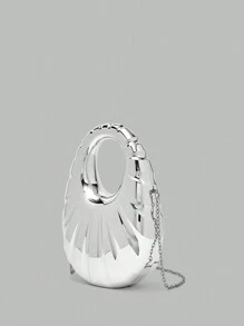 Ontre Fashionable Ladies Handbag, Minimalist Casual Everyday Bag - Silver - View 2