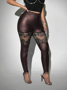 Viva Relle Leggings de grande taille en patchwork de dentelle pour l'été