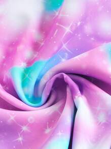 SHEIN GraphicGems 女宝宝卡通美人鱼印花圆领插肩袖长袖休闲连体泳衣 - 彩色 - 查看 6