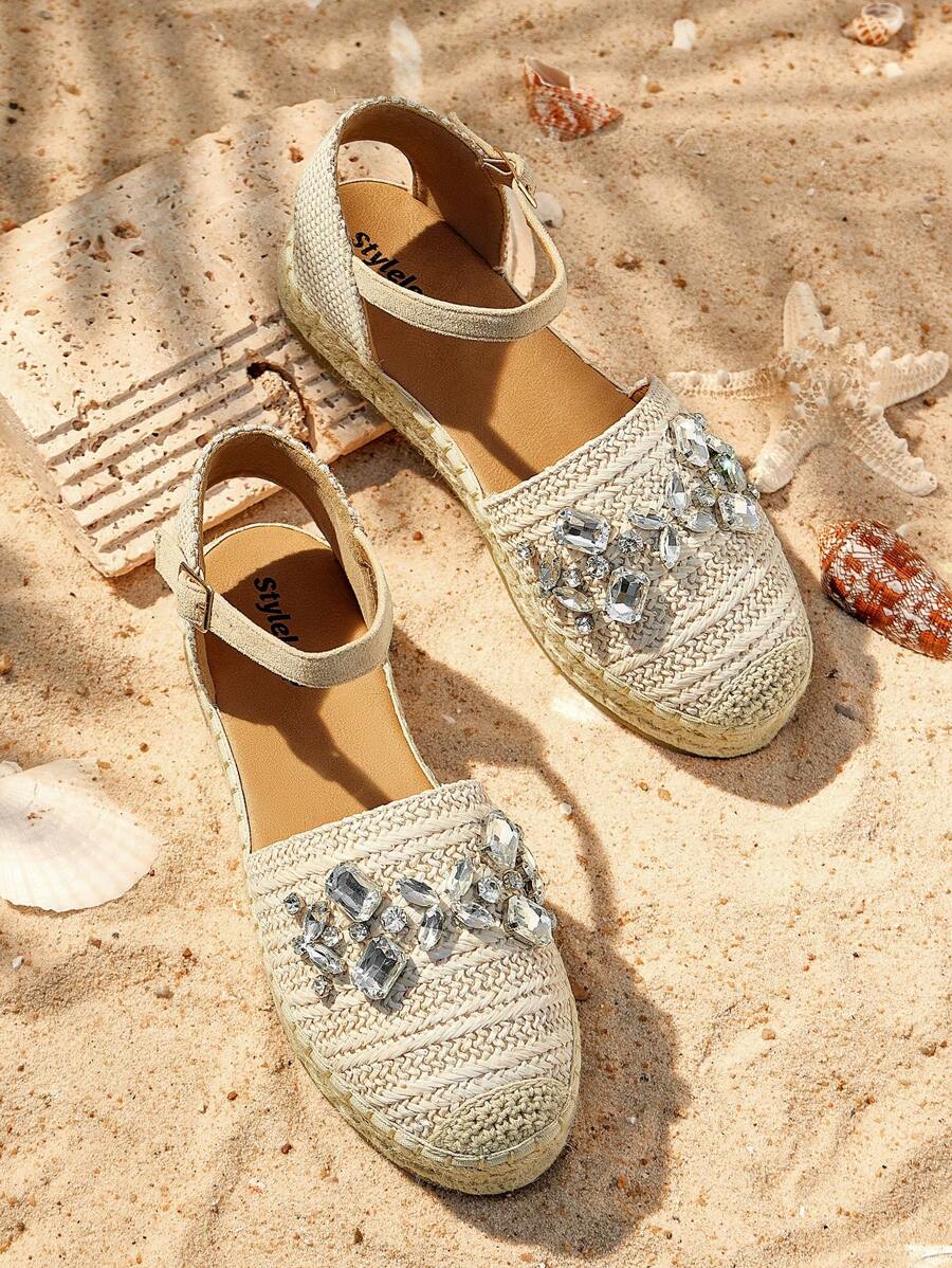 Styleloop 女士帆布一脚蹬乐福鞋，黑白拼接，休闲船鞋，厚底，流苏，透气，轻便，百搭低跟休闲鞋 - 米色 - 查看 1