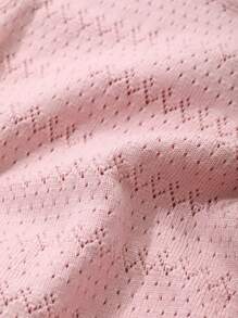 DAZY 2 件套年轻女孩镂空背心和阔腿裤冰丝针织套装，春夏 - 粉色 - 查看 6