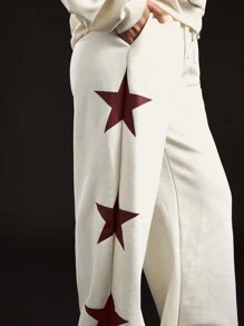 SUMWON WOMEN 运动阔腿运动裤超大运动家居服舒适健身训练运动服度假阔腿风格 - 白色 - 查看 6