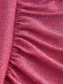 SHEIN MOD Elegant Glitter Ruched Hem Slit Bodycon Dress