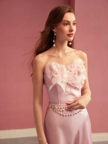 MOTF PREMIUM FLORAL PATCHED TUBE TOP,VALENTINE'S DAY,SPRING/SUMMER - Pink - View 5