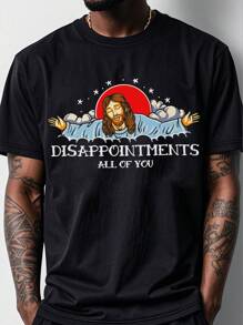 Disappointed You All Funny Jesus Meme Graphic Print Men's T-Shirt - Black - View 1