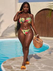 Slaydiva Zestaw bikini plażowy z nadrukiem owoców