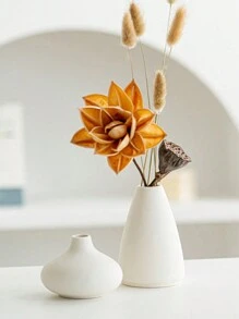 SHEIN 1 PIEZA Pequeño jarrón de flores blanco de cerámica, centro de mesa de boda, arreglo de plantas, maceta para decoración del hogar, sala de estar y escritorio