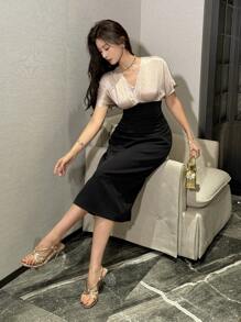 DAZY Váy đi làm thanh lịch dành cho nữ với thiết kế trang trí và thắt eo, váy suông mùa hè thanh lịch, quần áo trở lại trường - Nhiều màu - Xem 5