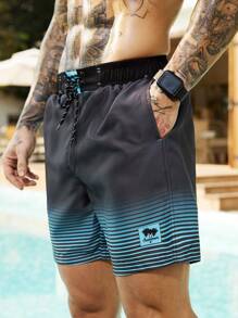 Surfspeed 男士度假休闲条纹渐变沙滩短裤