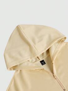 Manfinity Homme 男士运动衫套装，长袖运动衫和裤子，简约休闲风格，适合日常穿着 - 卡其色 - 查看 2