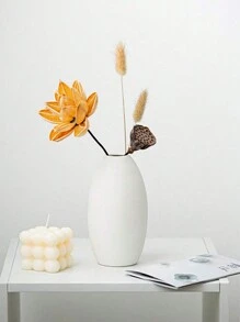 SHEIN 1 PIEZA Pequeño jarrón de flores blanco de cerámica, centro de mesa de boda, arreglo de plantas, maceta para decoración del hogar, sala de estar y escritorio