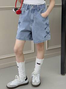 Dazy Kids 青少年女孩牛仔短裤 - 藍色 - 查看 3