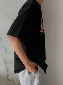 DAZY Men's Round Neck Short Sleeve Letter Print Casual T-Shirt Summer,Graphic Tees - Black - View 7