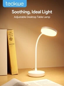 Teckwe Table Lamp,Round-Shaped LED Desk Lamp,Dimmable Office Lamp,3-Color Adjustable For Bedroom Office College Dorm Usb Powered Table Lamp (Not Rechargeable)