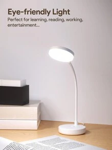 Teckwe Table Lamp,Round-Shaped LED Desk Lamp,Dimmable Office Lamp,3-Color Adjustable For Bedroom Office College Dorm Usb Powered Table Lamp (Not Rechargeable)