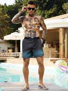 Surfspeed 男士度假休闲条纹渐变沙滩短裤