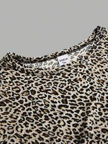 Girlism Teen Girl 1 Get 3Free 4pcs/Set ,Casual Round Neck Short Sleeve Leopard Print Tight T-Shirt, Summer - Multicolor - View 6