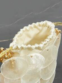 SHEIN SXY Ladies, Women Top Handle Bags, Fashionable, Elegant, Simple, Personalized, Versatile, Shell Pieces, Metal Handles, For Beach, Vacation, Holiday, Summer ,Vacation Essentials