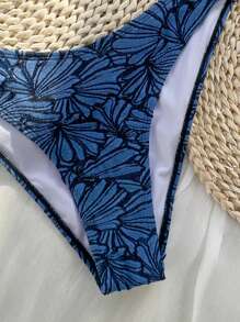 Swim Mod Bikini de 2 piezas para mujer con tirantes de espagueti, decoración metálica y tela texturizada, diseño sexy para el verano - Azul - Ver 3