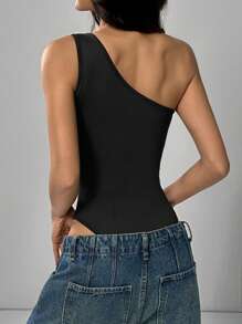 Comfortcana Women Sleeveless Solid Color Bodysuit, Fashionable - Black - View 2