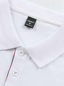 Manfinity Homme Men's Letter Graphic Long Sleeve Polo Shirt, Casual Everyday Wear, For Golf