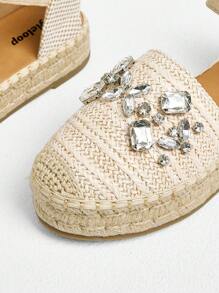 Styleloop 女士帆布一脚蹬乐福鞋，黑白拼接，休闲船鞋，厚底，流苏，透气，轻便，百搭低跟休闲鞋 - 米色 - 查看 4